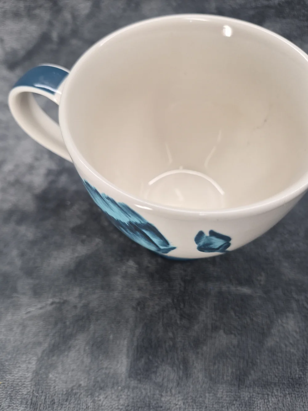 English Mug Company Navy  Blue Floral Mug Cup Coffee Tea 12 oz EUC